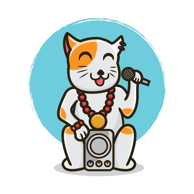 Милый счастливый кот мультфильм вектор значок иллюстрации логотип талисман рисованной концепции модный мультфильм