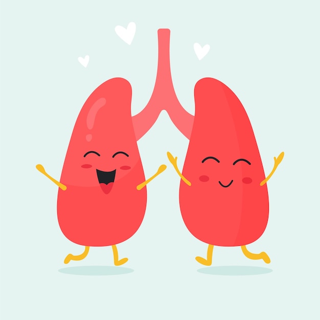 Cute lungs organs characters