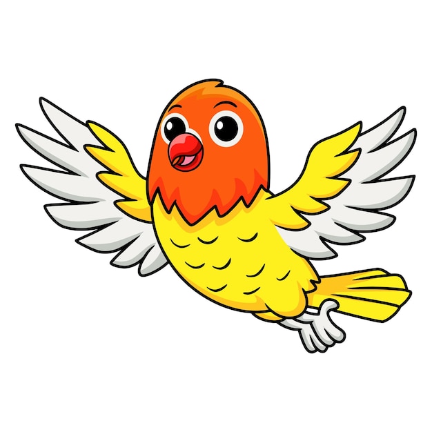 Cute lutino lovebird cartoon flying