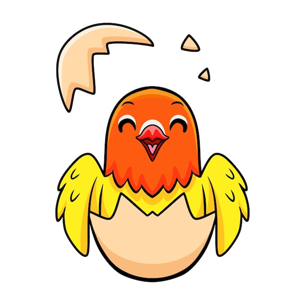 Cute lutino lovebird cartoon inside from egg