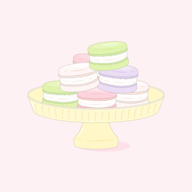 Vector cute macaron dish to serve vector illustration