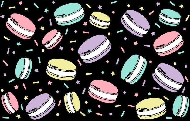 Vettore carino macaron e colori pastello disegnati a mano art design per t-shirt, biglietti di auguri o poster design illustrazione vettoriale di sfondo.