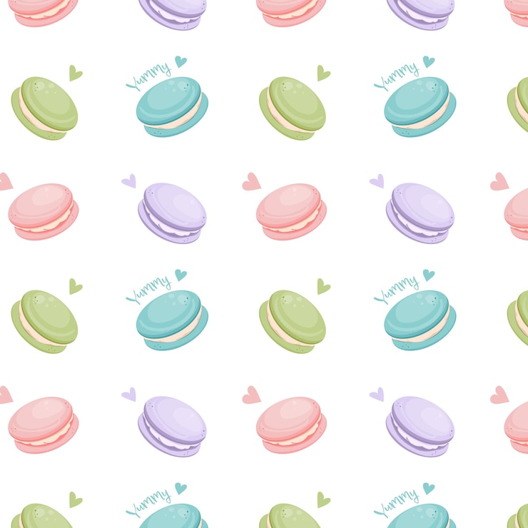 Vector かわいいマカロンのシームレスなパターン、ベクトル イラスト