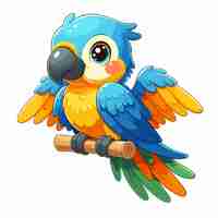 Vector cute macaw sitting on branch vector on white background