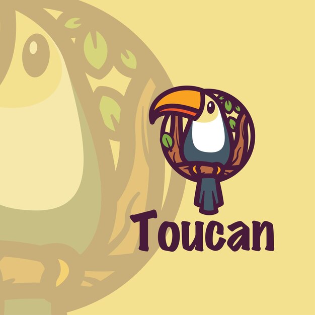 Cute Macaw Toucan Bird Logo Mascot Cartoon Vector Icon Illustration Animal Nature Tropical