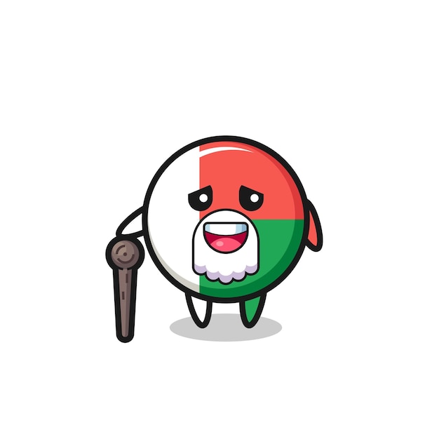 Cute madagascar flag grandpa is holding a stick cute design