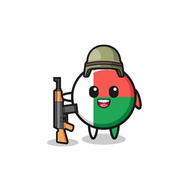 Cute madagascar flag mascot as a soldier  cute design