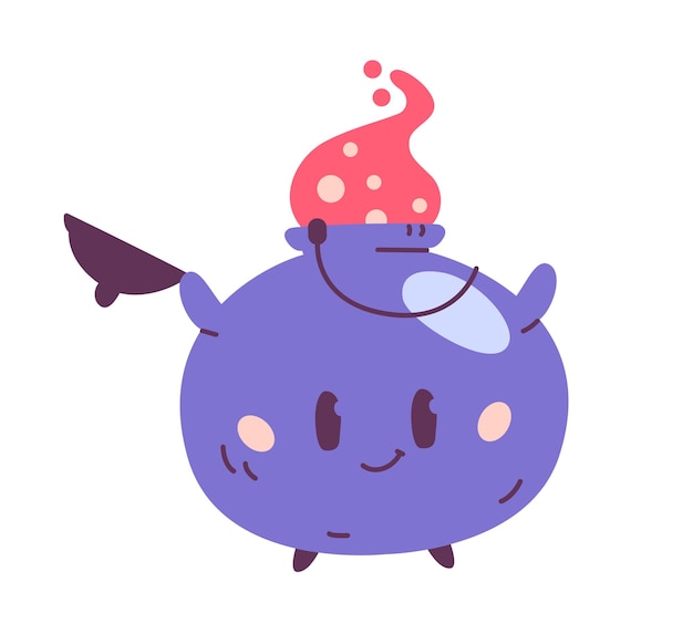 Vector cute magic cauldron with potion character