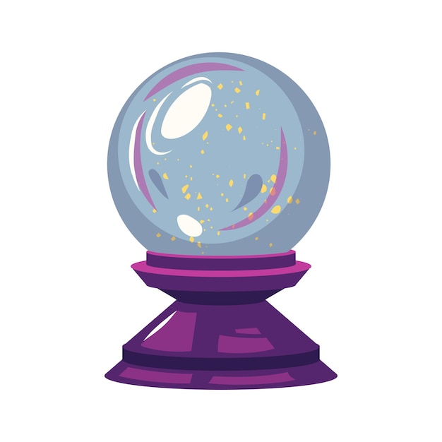 cute magic crystal ball of predictions halloween vector illustration magic crystal ball with stars