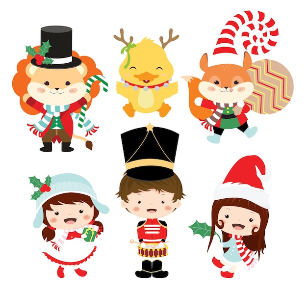 cute magical christmas design characters