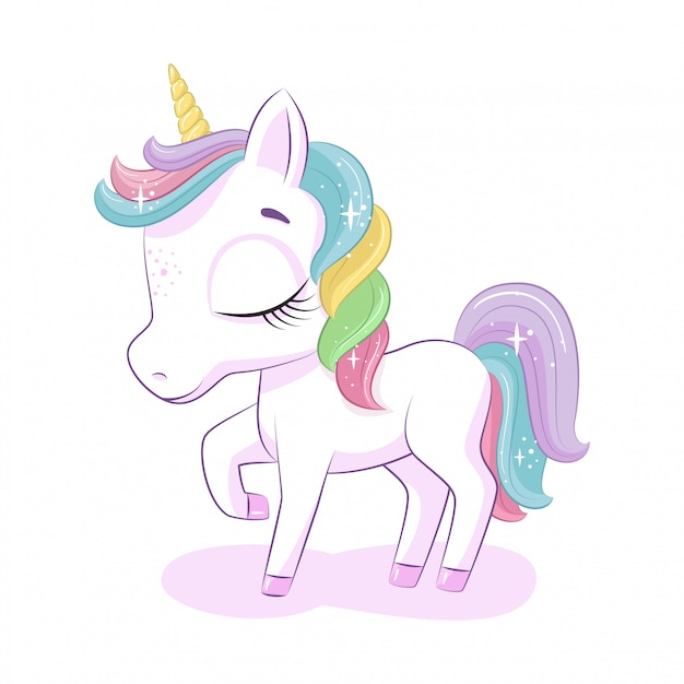 Vector cute magical unicorn.