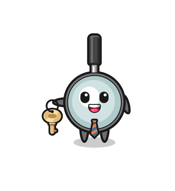 Cute magnifying glass as a real estate agent mascot