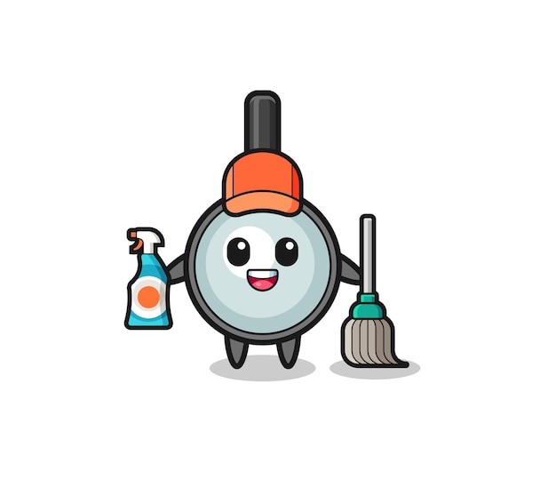 Cute magnifying glass character as cleaning services mascot