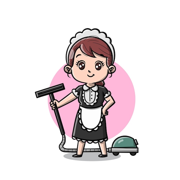 Cute Maid Girl Cartoon