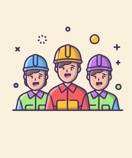 Vector cute maintenance team icon vector illustration