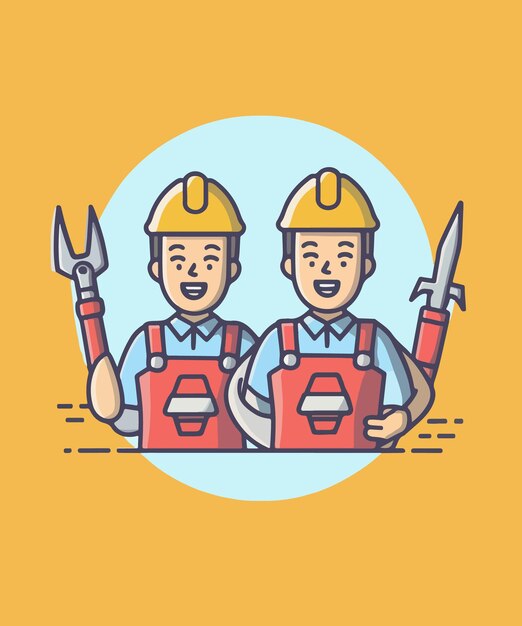 Vector cute maintenance team icon vector illustration