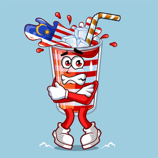 Cute malaysia drink flag chills vector mascot illustration