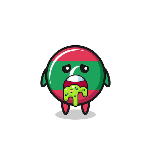 The cute maldives flag character with puke cute design