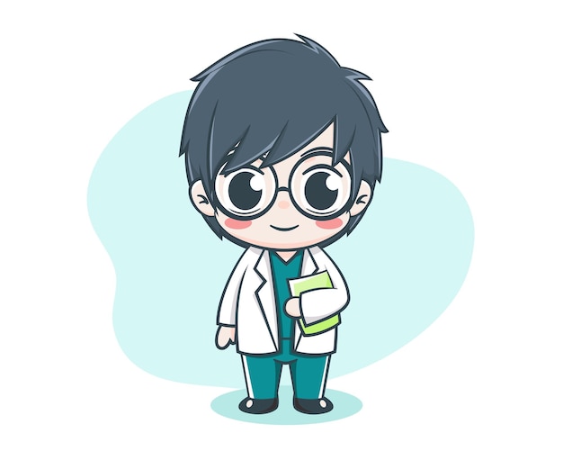 Cute male doctor cartoon illustration