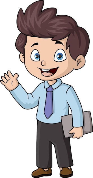 Vector cute male teacher cartoon holding a book