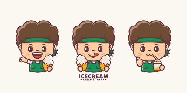 cute man cartoon mascot with ice cream