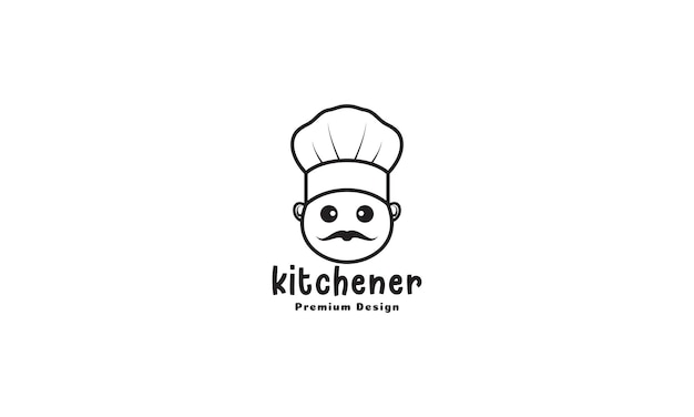 Cute man smile cartoon chef line logo symbol vector icon illustration graphic design