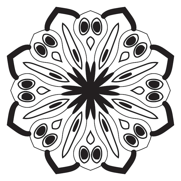 Симпатичная мандала. Декоративный круглый цветок каракули, изолированные на белом фоне. Геометрический декоративный