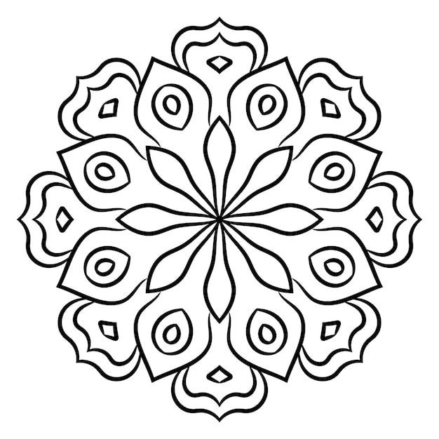 Симпатичная мандала. Декоративный круглый цветок каракули, изолированные на белом фоне.