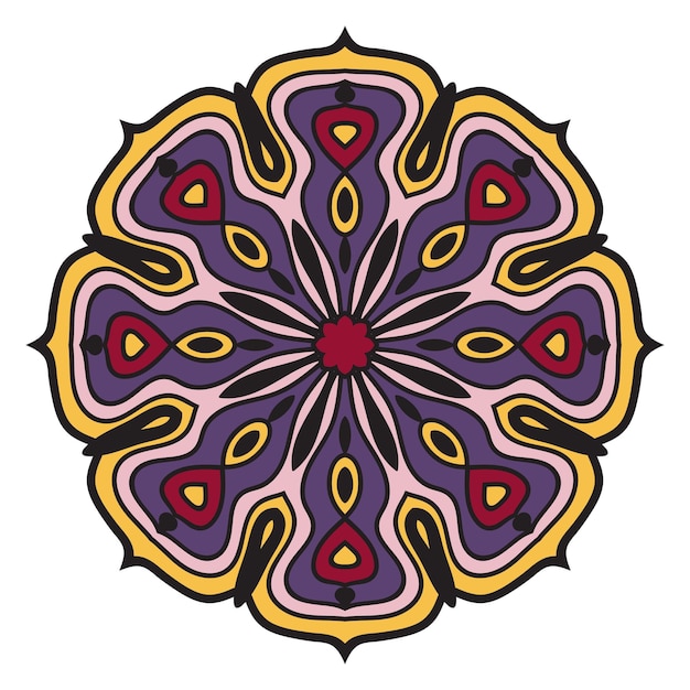 Cute Mandala. Ornamental round doodle flower isolated on white background.