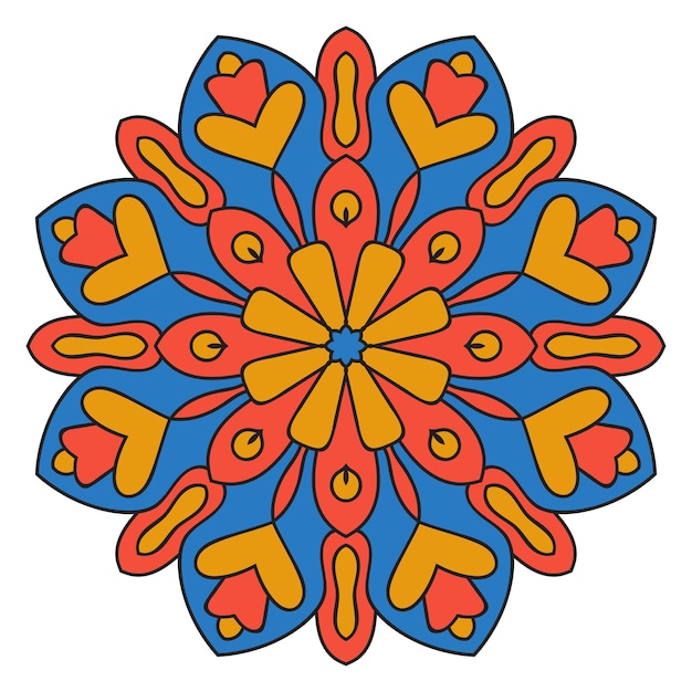 Cute Mandala. Ornamental round doodle flower isolated on white background.