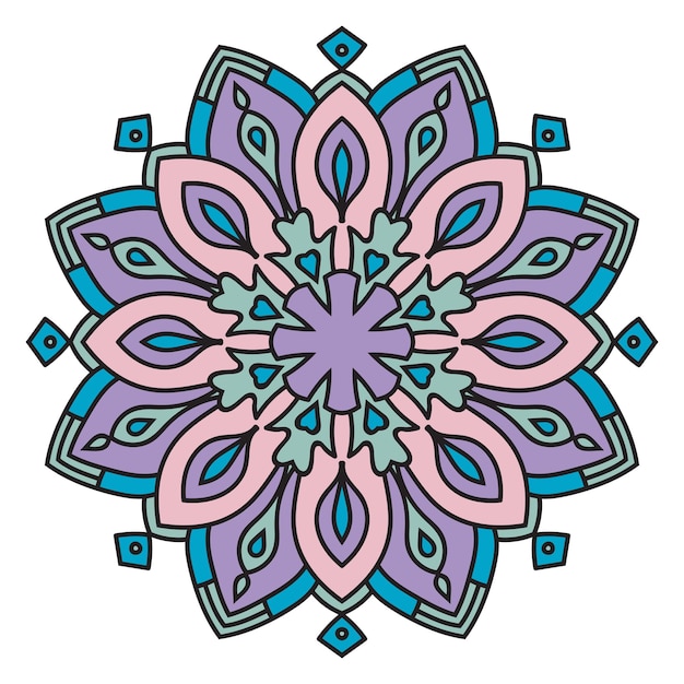 Vector cute mandala. ornamental round doodle flower isolated on white background.