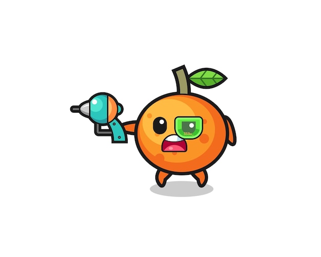 Cute mandarin orange holding a future gun cute design