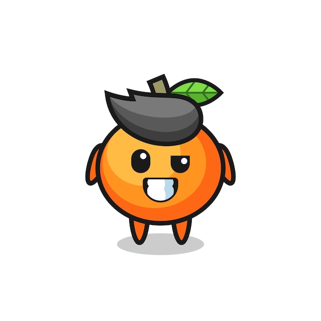 Cute mandarin orange mascot with an optimistic face