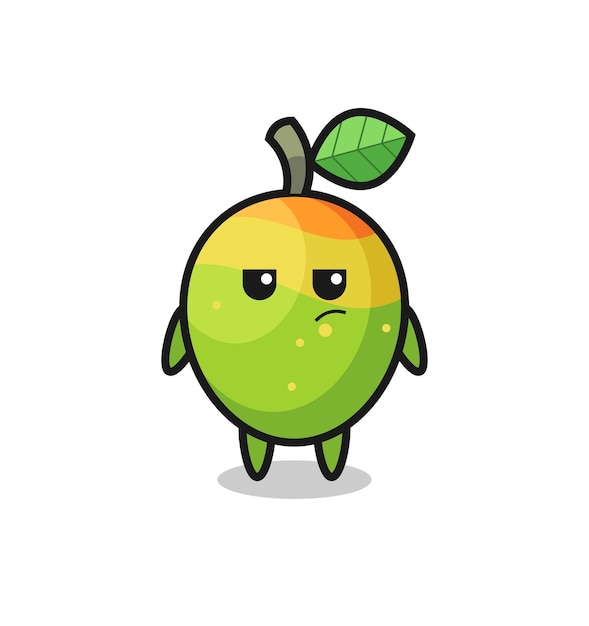 Cute mango character with suspicious expression