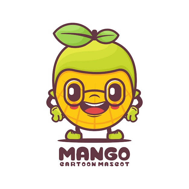 Cute mango fruit cartoon fresh fruit vector illustration