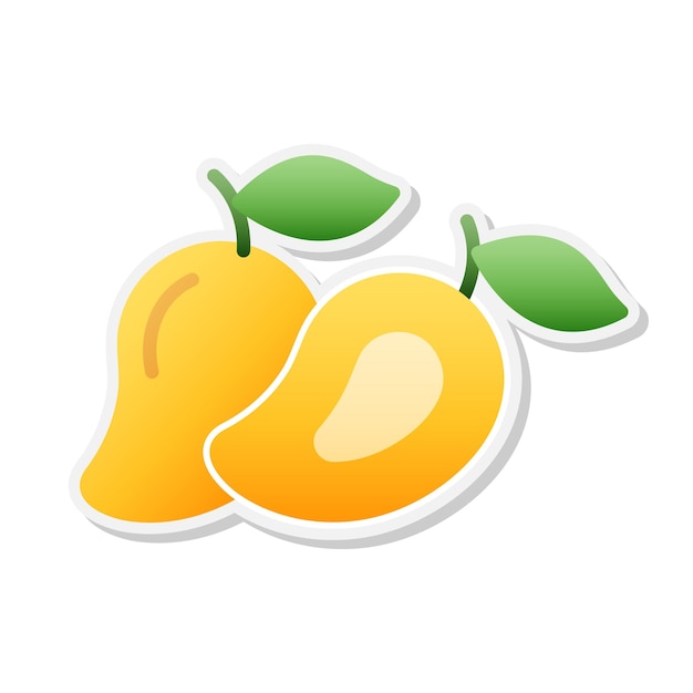 cute mango sticker vector illustration