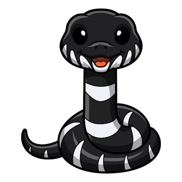 Cute mangrove snake cartoon (boiga dendrophila)