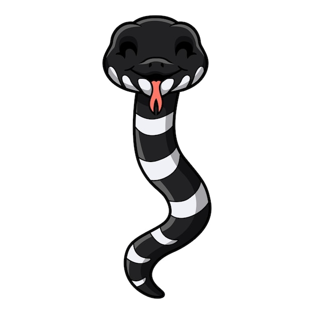 Vector cute mangrove snake cartoon (boiga dendrophila)