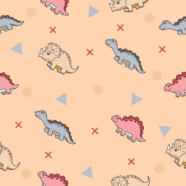 Cute many blue dinosaur animal seamless pattern object wallpaper with design cream