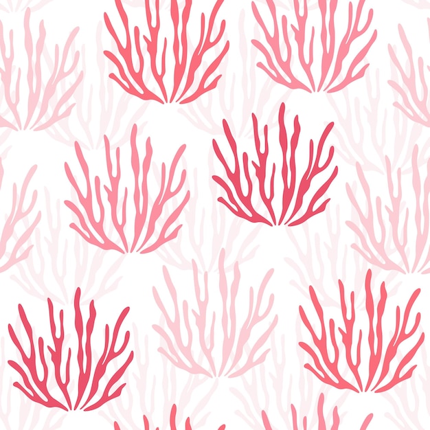 Vector cute marine seamless pattern in cartoon style illustration of coral in flat design