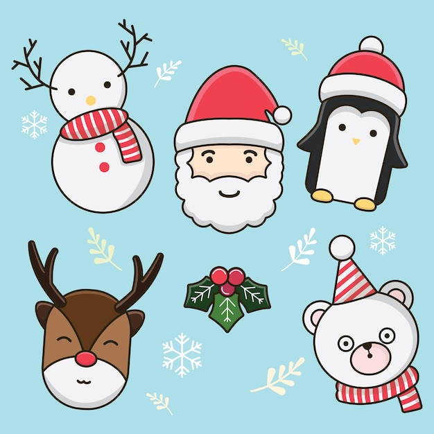 Cute marry chrismast character cartoon collection