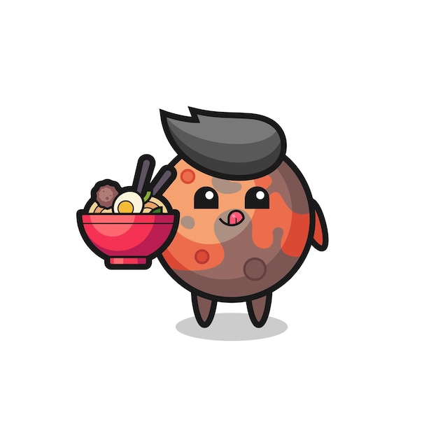 Cute mars character eating noodles cute style design for t shirt sticker logo element