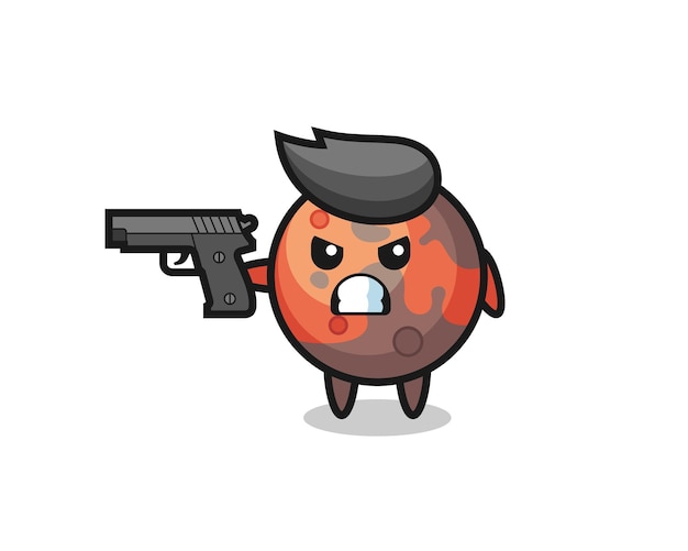 The cute mars character shoot with a gun , cute style design for t shirt, sticker, logo element