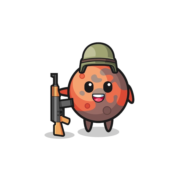 Cute mars mascot as a soldier , cute design