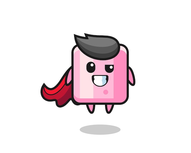 The cute marshmallow character as a flying superhero