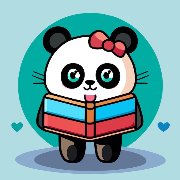 Cute mascot for a birthday panda the panda is carrying a gift flat cartoon design for cute animals