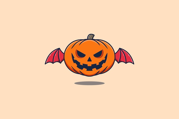 Cute mascot cartoon character Scary dracula pumpkin halloween illustration