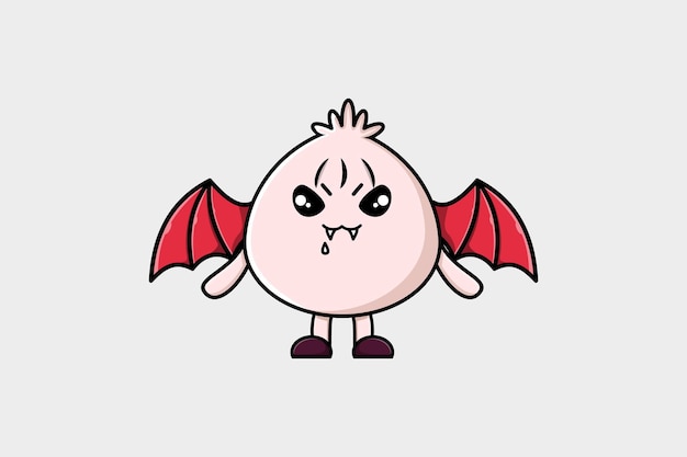 Cute mascot cartoon Dim sum character as dracula with wings in cute modern style