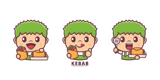 cute mascot cartoon with kebab