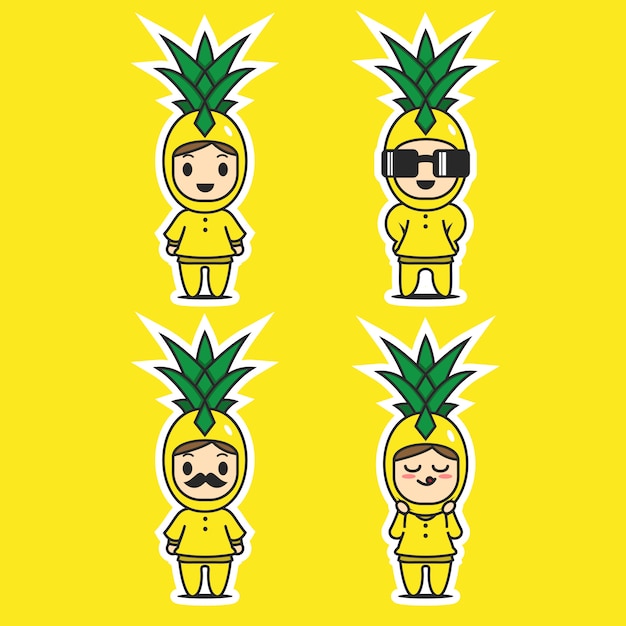 Vector cute mascot character pineapple